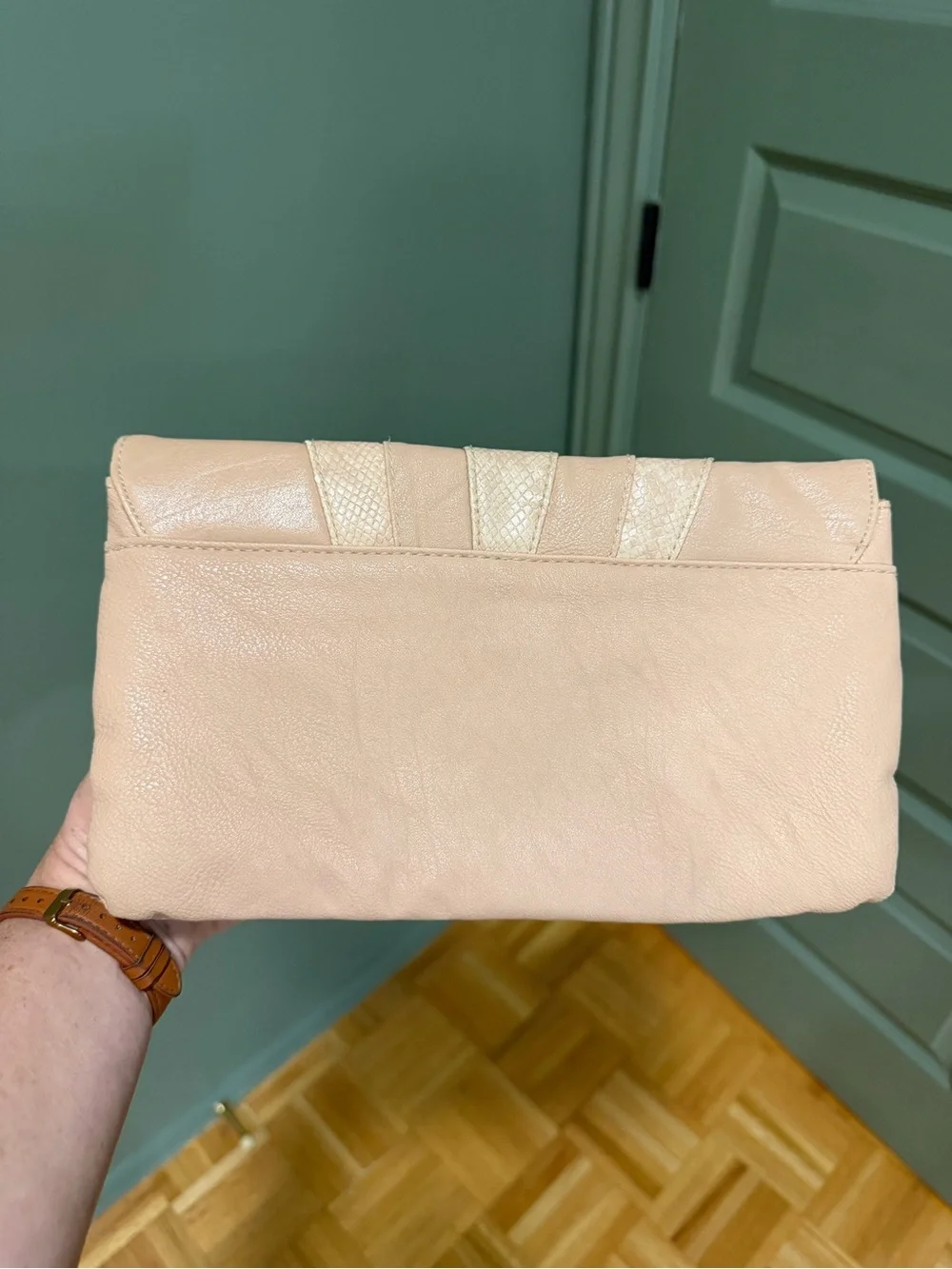 Neutral Blush Envelope Clutch Handbag